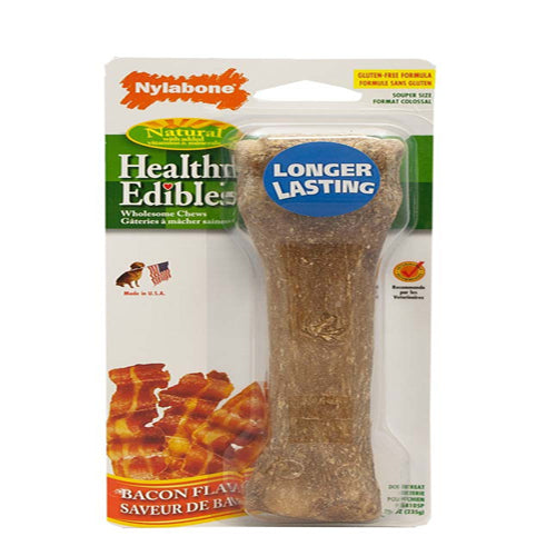 Nylabone Healthy Edibles AllNatural Long Lasting Bacon Flavor Chew Treats 1 Count, 1ea/Souper 50 lb