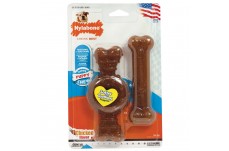 Nylabone Puppy Chew Ring Bone Toy Twin Pack Chicken, 1ea/Medium/Wolf 2 ct