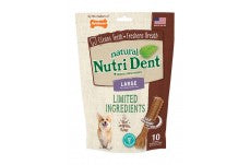 Nylabone Nutri Dent Natural Dental Filet Mignon Flavored Chew Treats 10 Count Large - Up To 50 Lb