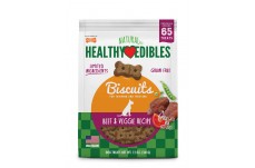 Nylabone Healthy Edibles Biscuits Grain Free Dog Treats Beef Veggie, 1ea/12 oz