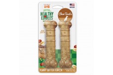 Nylabone Healthy Edibles All-Natural Long Lasting Peanut Butter Flavor Dog Chew Treats 2 Count Wolf - Up To 35 Lb