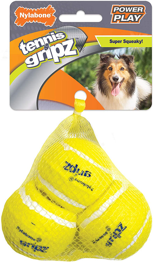 Nylabone Power Play Dog Tennis Ball Gripz Tennis, 1ea/Medium 3 ct
