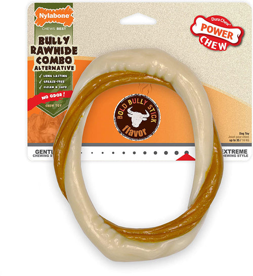Nylabone Power Chew Alternative Bully Rawhide Combo Ring Bully, Bully Stick, 1ea/Medium/Wolf 1 ct