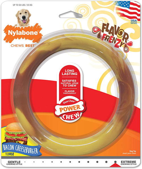 Nylabone Power Chew Smooth Ring Dog Chew Toy Bacon Cheeseburger, 1ea/Large/Giant 1 ct