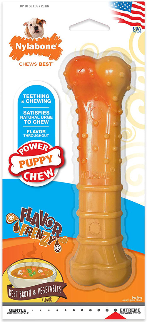 Nylabone Puppy Power Textured Nylon Puppy Chew Toy Beef Broth Vegetables, 1ea/Large/Giant 1 ct