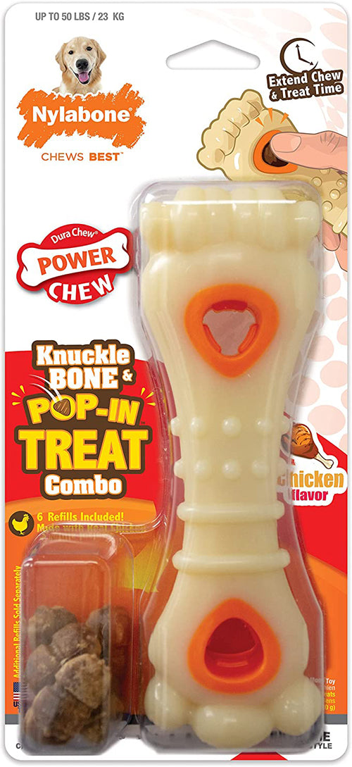 Nylabone Puppy Power Chew Knuckle Bone PopIn Puppy Treat Toy Combo 1ea/XS 1 ct