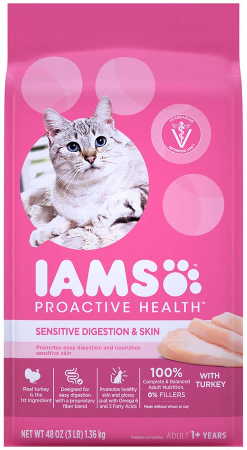 IAMS ProActive Health Sensitive Digestion & Skin Dry Cat Food 3 lb
