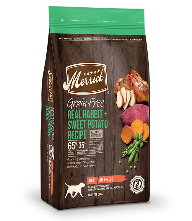 Merrick Grain Free Real Rabbit and Sweet Potato Recipe 12 Lbs