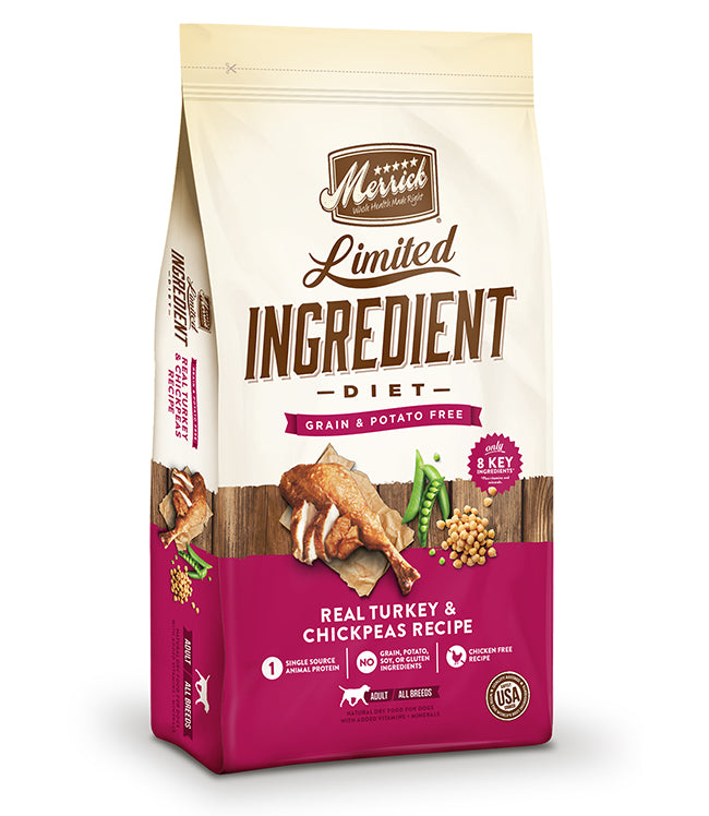 Merrick Limited Ingredient Diet Grain Free Real Turkey and Chickpeas Recipe 12Lb