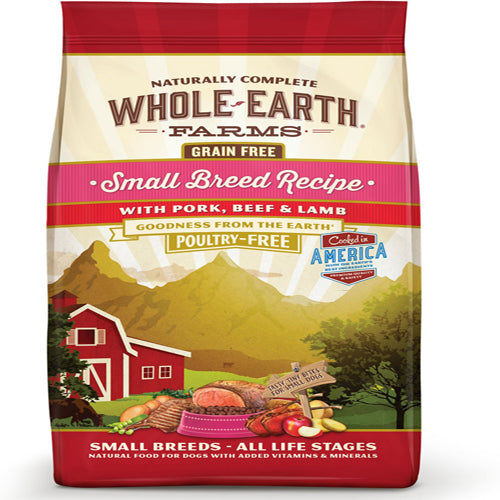 Whole Earth Farms Dog Grain Free Small Breed Pork and Beef 14Lbs