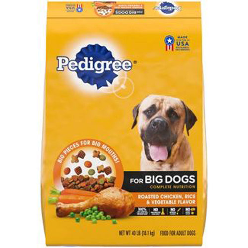 Pedigree Complete Nutrition for Big Dogs Large Breed Adult Dry Dog Food Roasted Chicken, Rice, Vegetable, 1ea/40 lb