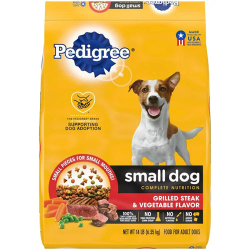 Pedigree Complete Nutrition Small Breed Adult Dry Dog Food Grilled Steak Vegetable, 1ea/14 lb