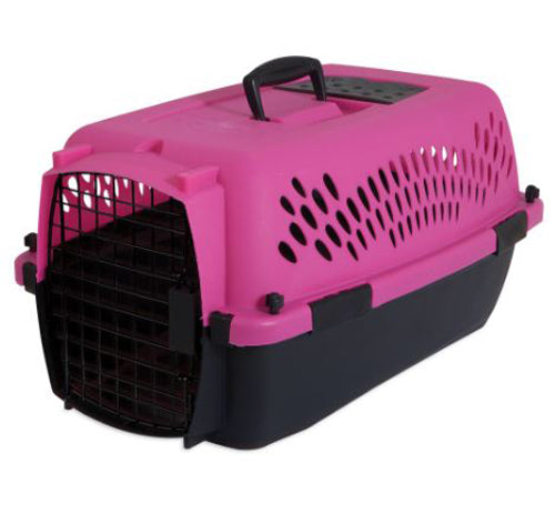 Aspen Fashion Pet Porter Dog Kennel Hard-Sided Dark Pink, Black 23 in