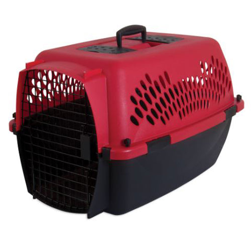 Aspen Fashion Pet Porter Dog Kennel Hard-Sided Deep Red, Black 26 in