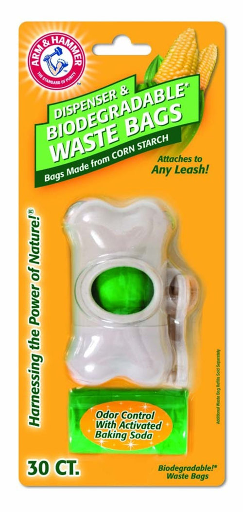 Arm & Hammer Bone Dispenser & Disposable Corn Starch Waste Bags White, Green One Size 30 Count