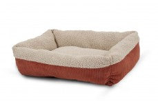 Aspen Self Warming Rectangular Dog Lounger Bed Barn Red, Cream 30 in x 24 in Medium