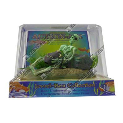 Penn-Plax Skeleton Aquarium Ornament with jug Air Skeleton with Jug & Treasure Chest Multi-Color
