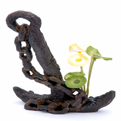 Penn-Plax Anchor Aquarium Ornament Black, Green 7 in Medium
