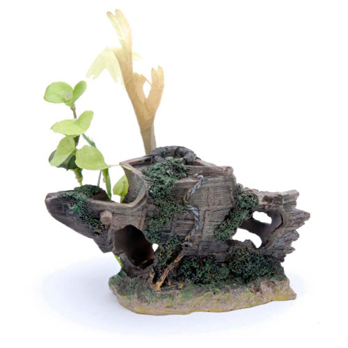 Penn-Plax Shipwreck Bow Aquarium Ornament Brown, Grey 3 in Small