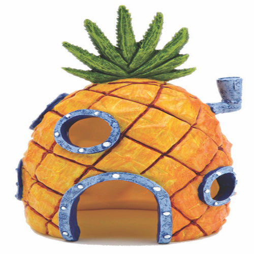SpongeBob Sponge Pineapple House Aquarium Ornament Pineapple Home Orange, Grey, Green 6 in