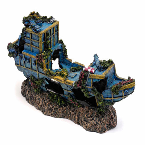 Penn-Plax Pirate Treasure Ship Aquarium Ornament Sunken Treasure Ship Multi-Color 3 in Small