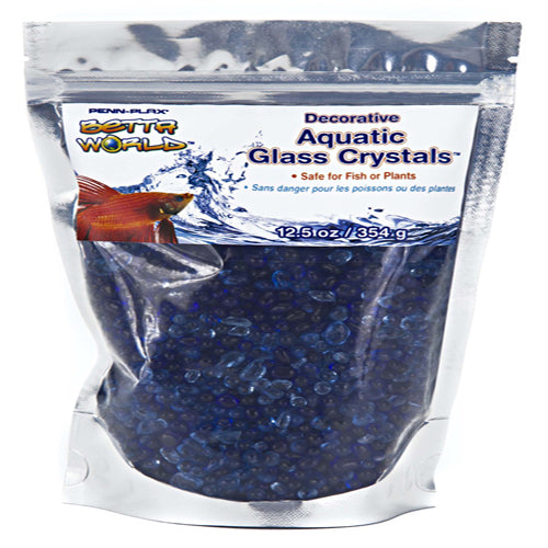 Penn-Plax Betta World Aquatic Glass Crystal D?cor Crystal Sand Light Blue, Dark Blue 12.5 oz