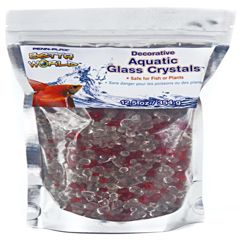 Penn-Plax Betta World Aquatic Glass Crystal D?cor Crystal Sand White, Red 12.5 oz