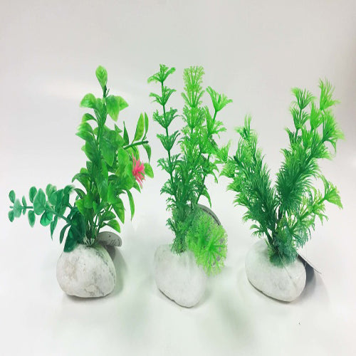Penn-Plax Rock Aquarium Plant Green 6 in