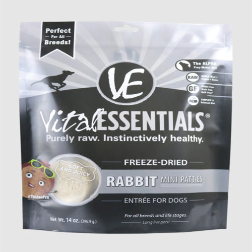 Vital Essentials Dog Freeze-Dried Mini Patties Rabbit 14Oz