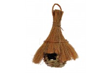 Prevue Pet Products Finch Tiki Hut Nest Mat Grass and Bamboo 6 in x 9.5 in
