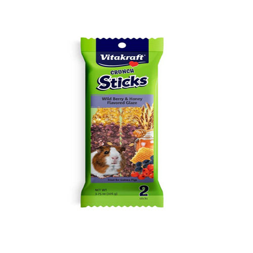 Vitakraft Crunch Sticks Wild Berry & Honey Flavored Glaze Treat for Guinea Pig 3.75 oz 2 Count