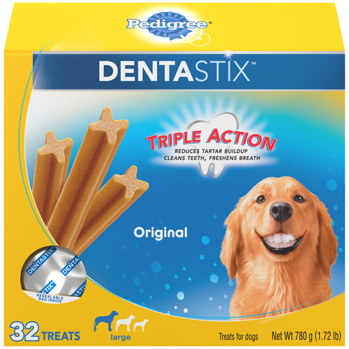 Pedigree Dentastix Bacon Flavor Dog Dental Treat 27.5 Oz, 32 Ct, Large