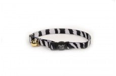 Safe Cat Fashion Adjustable Breakaway Cat Collar Zebra Black, White 3/8 in x 8-12 in