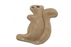 Dura-Fused Leather & Jute Dog Toy Squirrel Tan Small