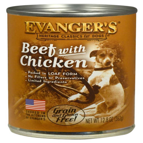 Evanger's Heritage Classic Beef with Chicken Canned Dog Food 12.8 oz 12 Pack