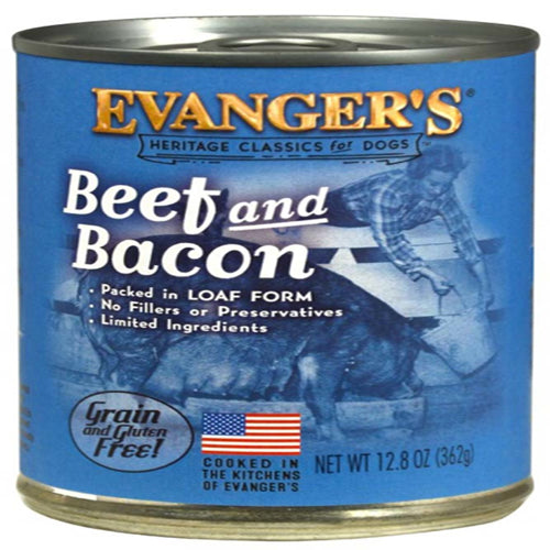 Evanger's Heritage Classic Beef & Bacon Canned Dog Food 12.8 oz 12 Pack