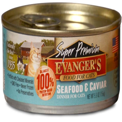 Evanger's Super Premium Seafood & Caviar Dinner Canned Cat Wet Food 5.5 oz 24 Pack