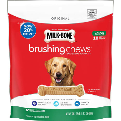 Milk-Bone Brushing Chews Dog Treat Large - Dogs 50+ Pounds, 18 Count