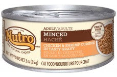 Nutro Grain Free Minced Chicken and Shrimp Cusine Cat Food 24Ea/3Oz