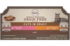 Nutro Perfect Portions Cuts In Gravy Variety Pack Real Turkey and Chicken Wet Cat Food Trays 2.65 Ounces (12 Twin Packs)