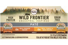 Nutro Wild Frontier Perfect Portions Pate Multi-Pack Real Chicken and Turkey and Duck Wet Cat Food Trays 2.65 Ounces (12 Twin Packs)
