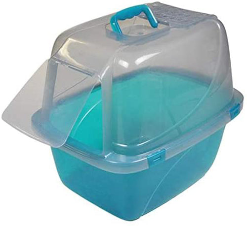 Van Ness Plastics Translucent Enclosed Cat Litter Box Translucent, Blue Large
