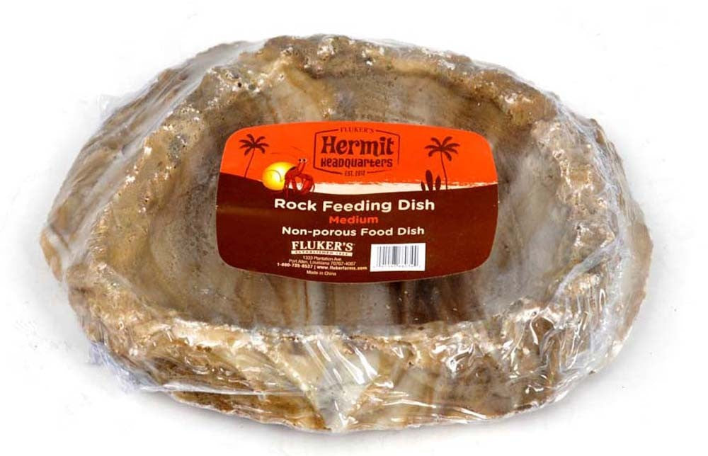Fluker's Hermit Crab Rock Feeding Dish Brown Medium