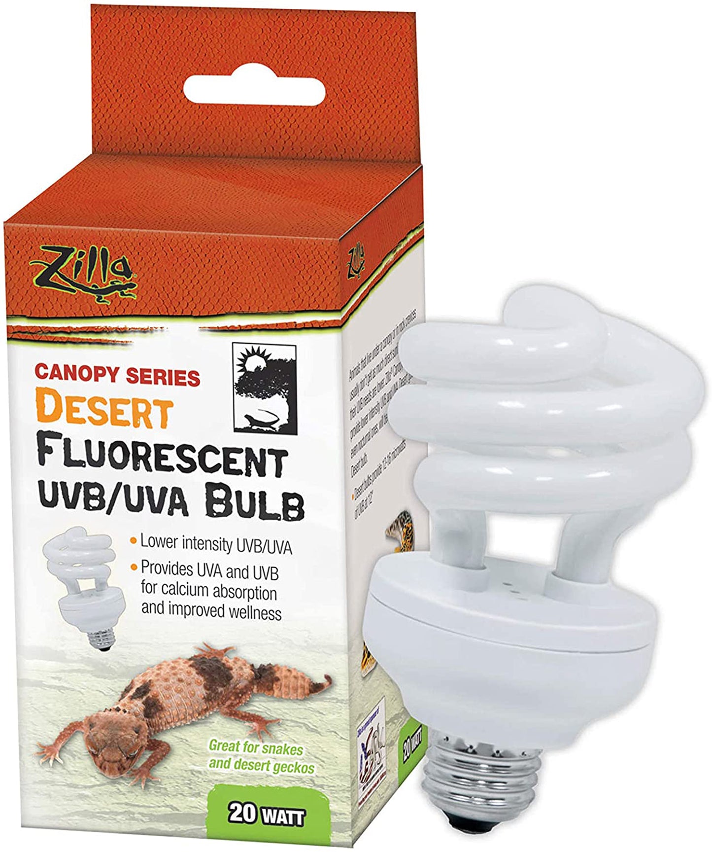 Zilla Canopy Series Fluorescent UVB/UVA Bulbs Desert 20 W