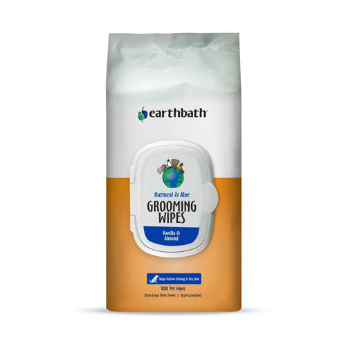 Earthbath Oatmeal Aloe Grooming Wipes, Vanilla Almond SoftSided Pouch 100 count