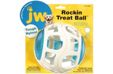 JW Pet Rockin Treat Ball Dog Toy White, Blue One Size