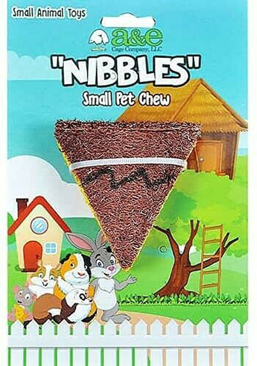 A E Cages Nibbles Small Animal Loofah Chew Toy Slice of Pizza, 1ea