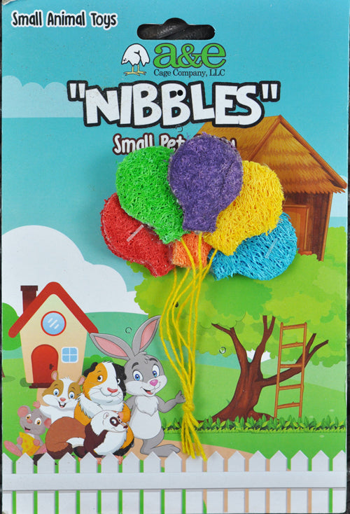 A E Cages Nibbles Small Animal Loofah Chew Toy Balloons, 1ea