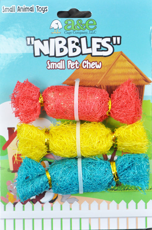 A E Cages Nibbles Small Animal Loofah Chew Toy Candies, 1ea
