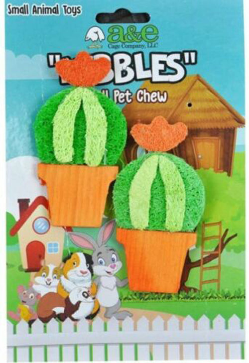 A E Cages Nibbles Small Animal Loofah Chew Toy Barrel Cactus, 1ea